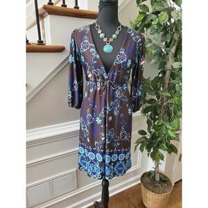 Hypnotized Floral Long Sleeve V-Neck Dress